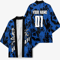 Personalized Motocross Rider Kimono with Blue Graffiti Splash Pattern - Wonder Print Shop