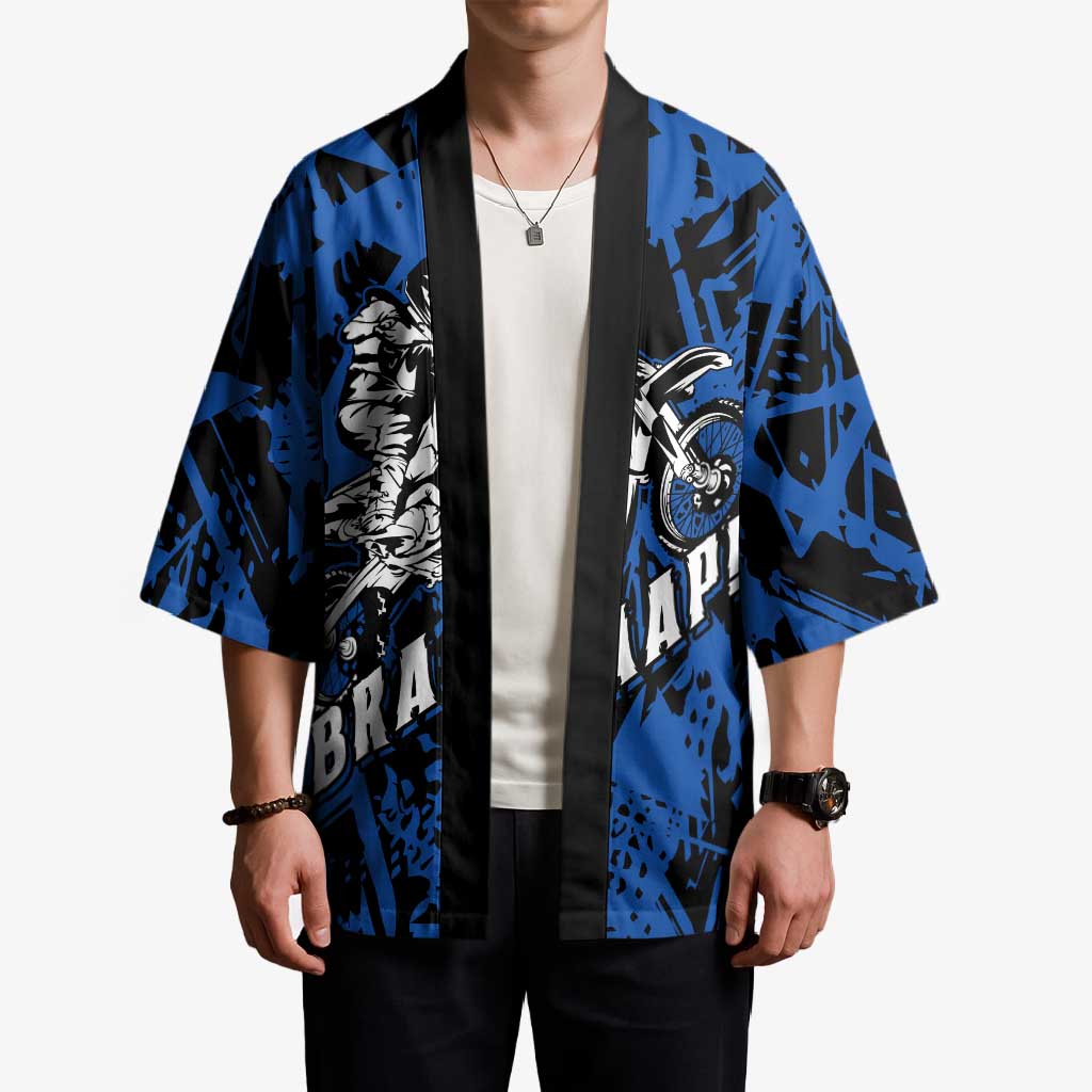 Personalized Motocross Rider Kimono with Blue Graffiti Splash Pattern - Wonder Print Shop