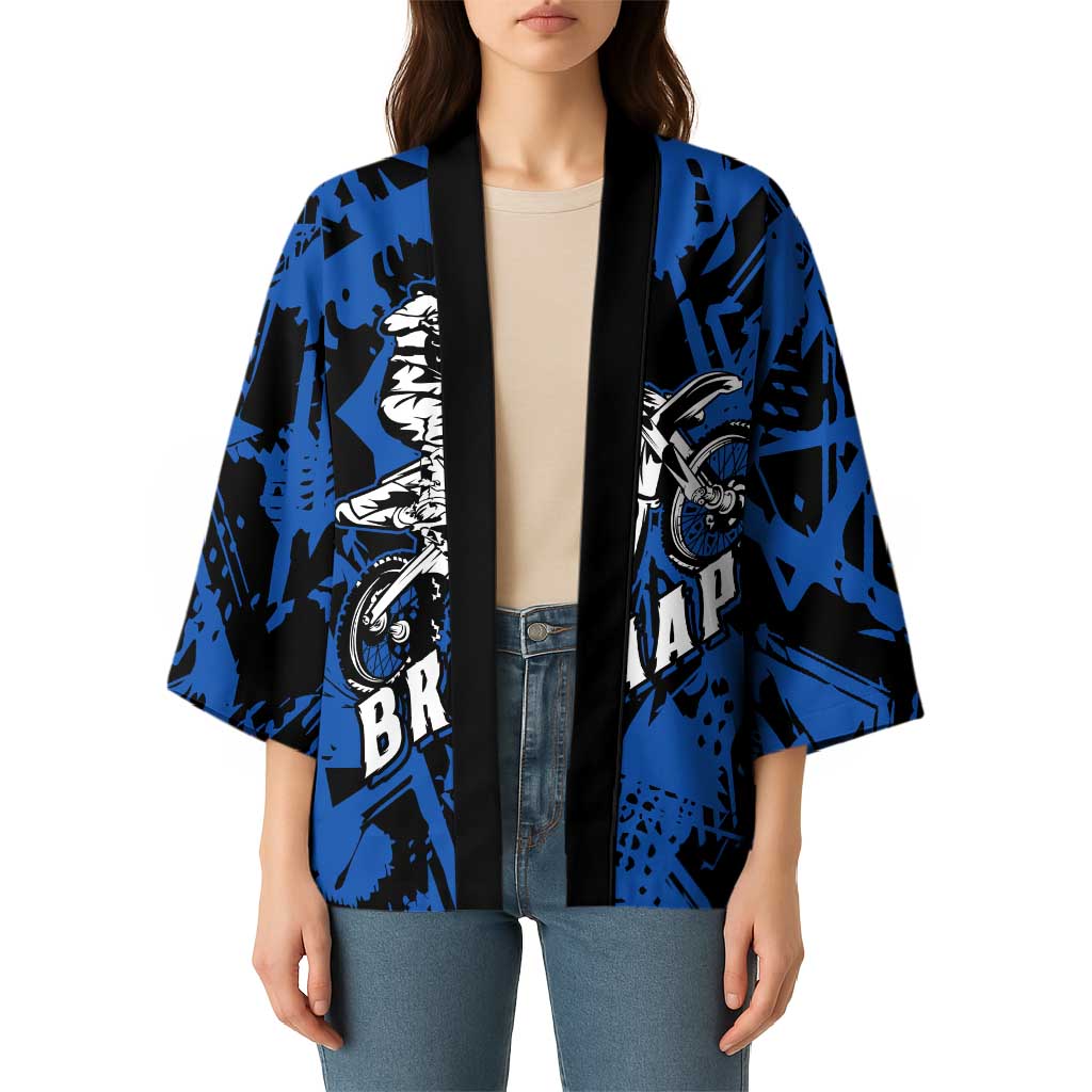 Personalized Motocross Rider Kimono with Blue Graffiti Splash Pattern - Wonder Print Shop