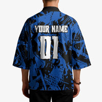 Personalized Motocross Rider Kimono with Blue Graffiti Splash Pattern - Wonder Print Shop