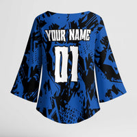 Personalized Motocross Rider Kimono Sleeve Blouse with Blue Graffiti Splash Pattern - Wonder Print Shop