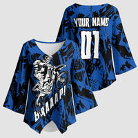 Personalized Motocross Rider Kimono Sleeve Blouse with Blue Graffiti Splash Pattern - Wonder Print Shop