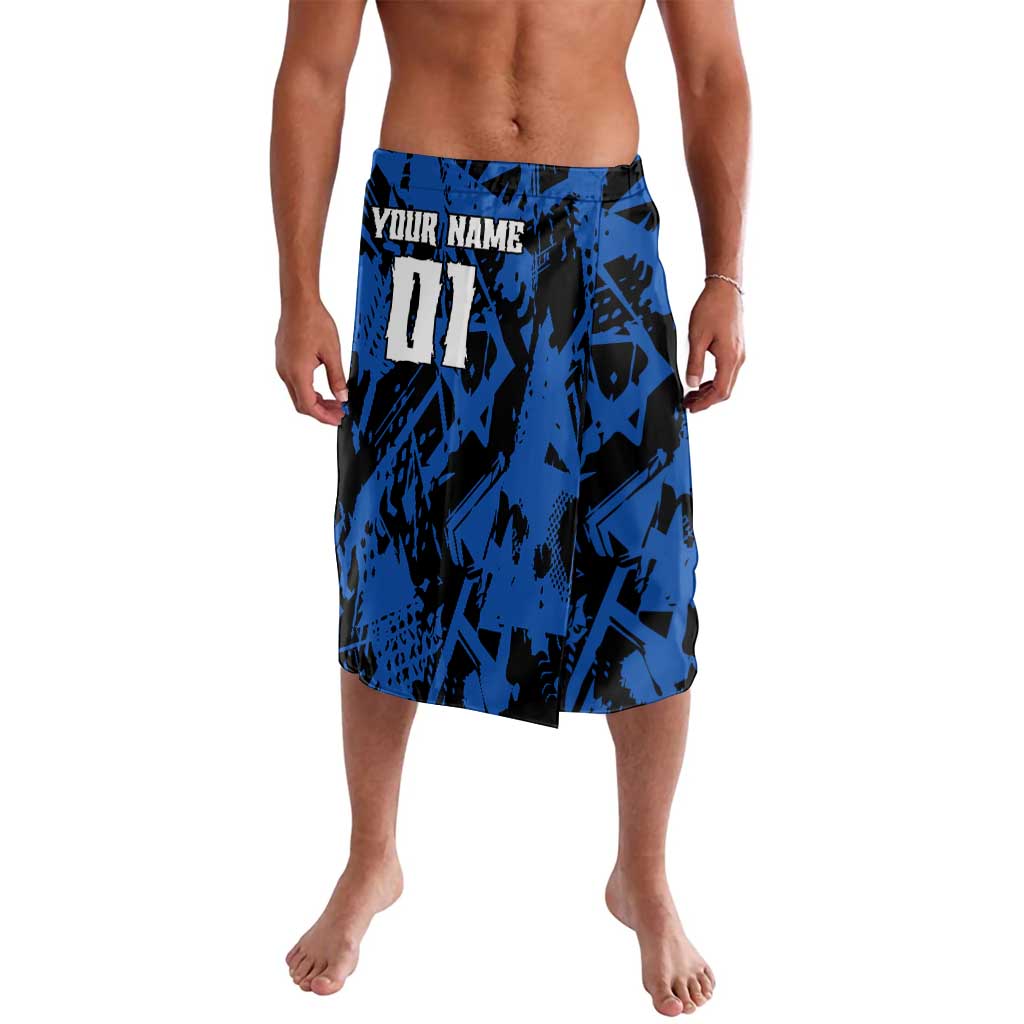 Personalized Motocross Rider Lavalava with Blue Graffiti Splash Pattern - Wonder Print Shop