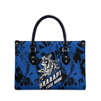 Personalized Motocross Rider Leather Bag with Blue Graffiti Splash Pattern - Wonder Print Shop