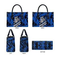 Personalized Motocross Rider Leather Bag with Blue Graffiti Splash Pattern - Wonder Print Shop