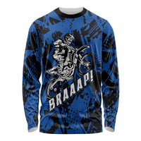 Personalized Motocross Rider Long Sleeve Shirt with Blue Graffiti Splash Pattern - Wonder Print Shop