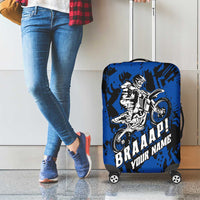 Personalized Motocross Rider Luggage Cover with Blue Graffiti Splash Pattern - Wonder Print Shop