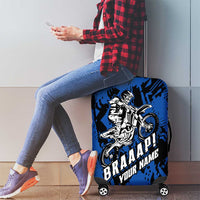 Personalized Motocross Rider Luggage Cover with Blue Graffiti Splash Pattern - Wonder Print Shop