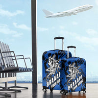 Personalized Motocross Rider Luggage Cover with Blue Graffiti Splash Pattern - Wonder Print Shop