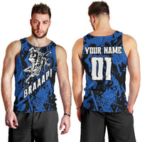 Personalized Motocross Rider Men Tank Top with Blue Graffiti Splash Pattern - Wonder Print Shop