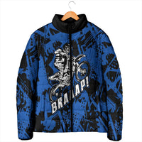 Personalized Motocross Rider Padded Jacket with Blue Graffiti Splash Pattern - Wonder Print Shop