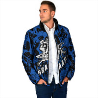 Personalized Motocross Rider Padded Jacket with Blue Graffiti Splash Pattern - Wonder Print Shop