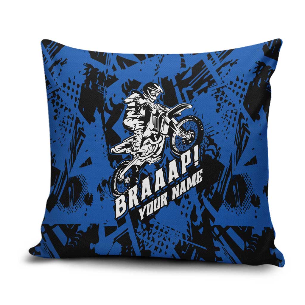 Personalized Motocross Rider Pillow Cover with Blue Graffiti Splash Pattern - Wonder Print Shop