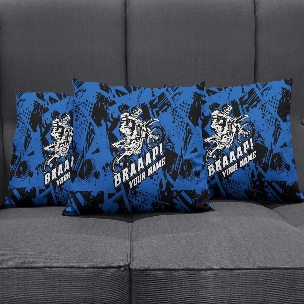 Personalized Motocross Rider Pillow Cover with Blue Graffiti Splash Pattern - Wonder Print Shop