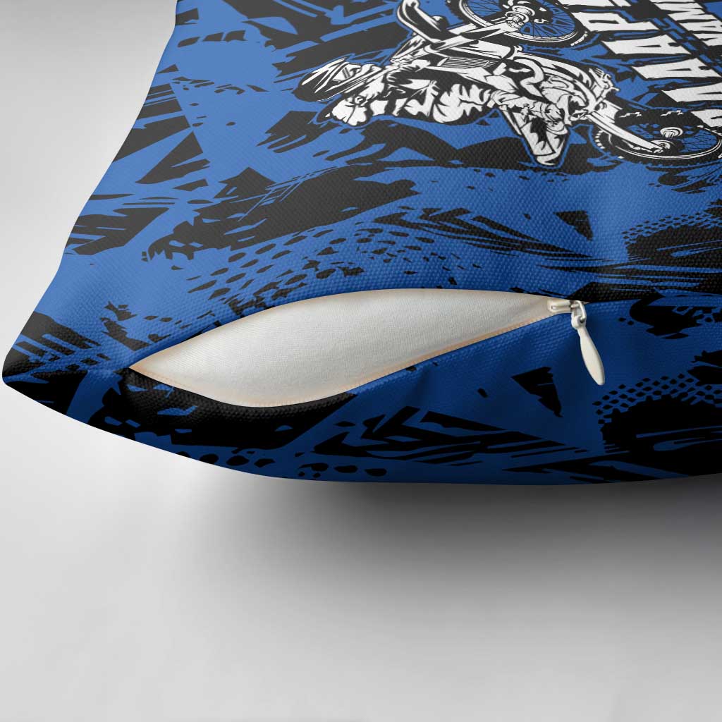 Personalized Motocross Rider Pillow Cover with Blue Graffiti Splash Pattern - Wonder Print Shop