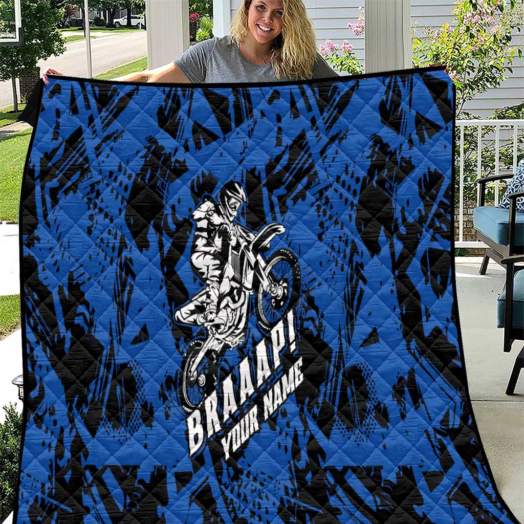 Personalized Motocross Rider Quilt with Blue Graffiti Splash Pattern - Wonder Print Shop
