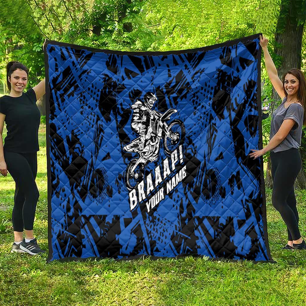 Personalized Motocross Rider Quilt with Blue Graffiti Splash Pattern - Wonder Print Shop