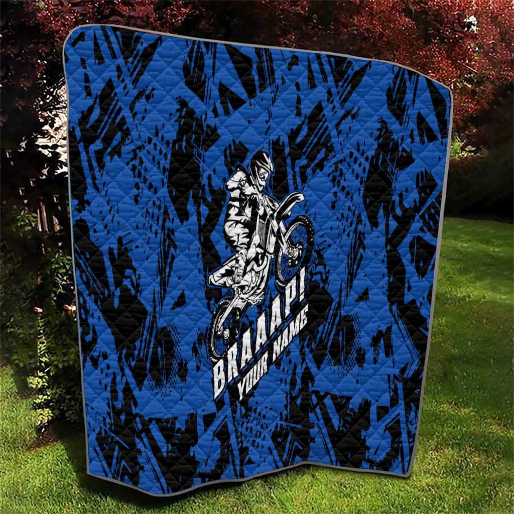 Personalized Motocross Rider Quilt with Blue Graffiti Splash Pattern - Wonder Print Shop