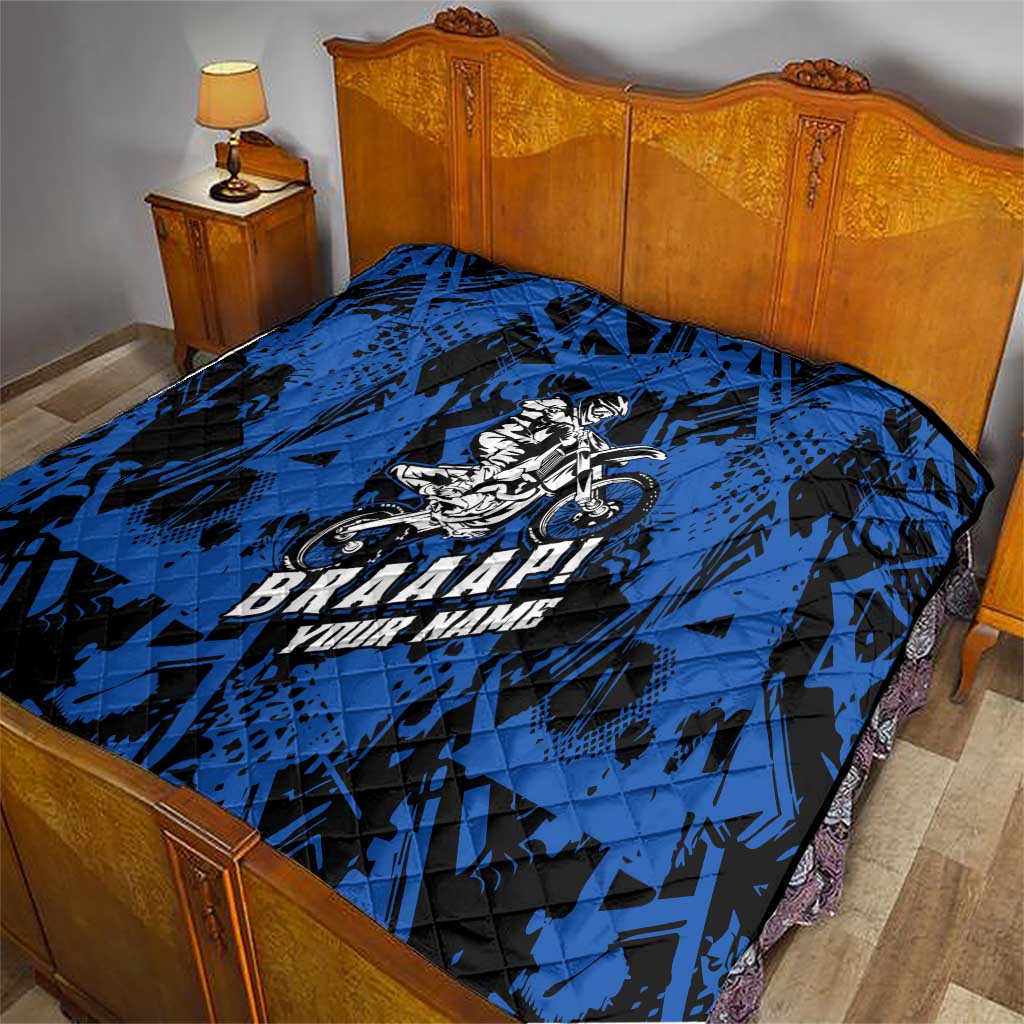 Personalized Motocross Rider Quilt with Blue Graffiti Splash Pattern - Wonder Print Shop
