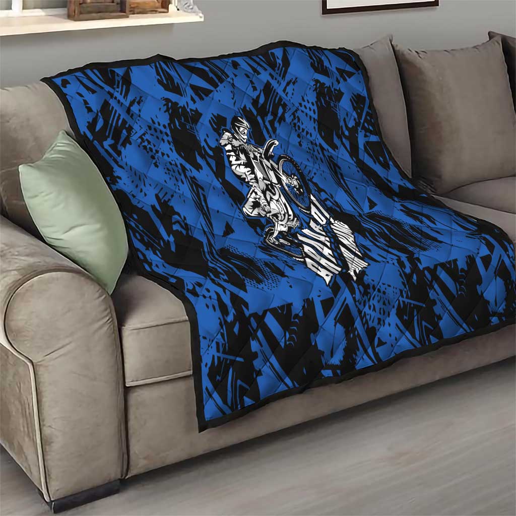 Personalized Motocross Rider Quilt with Blue Graffiti Splash Pattern - Wonder Print Shop
