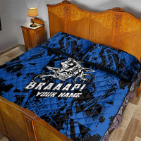 Personalized Motocross Rider Quilt Bed Set with Blue Graffiti Splash Pattern - Wonder Print Shop