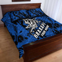 Personalized Motocross Rider Quilt Bed Set with Blue Graffiti Splash Pattern - Wonder Print Shop