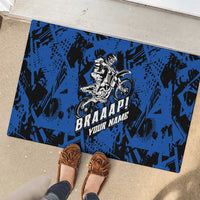 Personalized Motocross Rider Rubber Doormat with Blue Graffiti Splash Pattern - Wonder Print Shop