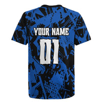 Personalized Motocross Rider Rugby Jersey with Blue Graffiti Splash Pattern - Wonder Print Shop