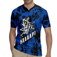 Personalized Motocross Rider Rugby Jersey with Blue Graffiti Splash Pattern - Wonder Print Shop
