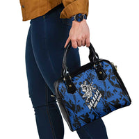 Personalized Motocross Rider Shoulder Handbag with Blue Graffiti Splash Pattern - Wonder Print Shop
