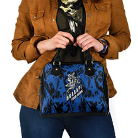 Personalized Motocross Rider Shoulder Handbag with Blue Graffiti Splash Pattern - Wonder Print Shop