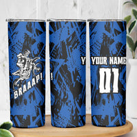 Personalized Motocross Rider Skinny Tumbler with Blue Graffiti Splash Pattern - Wonder Print Shop