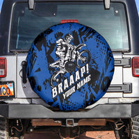 Personalized Motocross Rider Spare Tire Cover with Blue Graffiti Splash Pattern - Wonder Print Shop