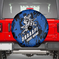 Personalized Motocross Rider Spare Tire Cover with Blue Graffiti Splash Pattern - Wonder Print Shop