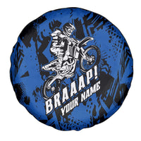 Personalized Motocross Rider Spare Tire Cover with Blue Graffiti Splash Pattern - Wonder Print Shop