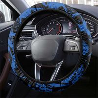 Motocross Rider Steering Wheel Cover with Blue Graffiti Splash Pattern - Wonder Print Shop