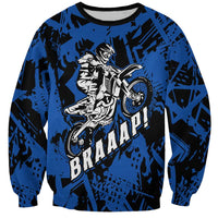 Personalized Motocross Rider Sweatshirt with Blue Graffiti Splash Pattern - Wonder Print Shop