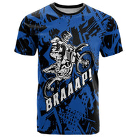 Personalized Motocross Rider T Shirt with Blue Graffiti Splash Pattern - Wonder Print Shop