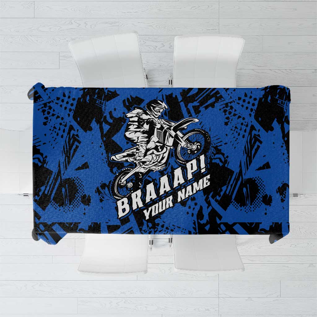 Personalized Motocross Rider Tablecloth with Blue Graffiti Splash Pattern - Wonder Print Shop