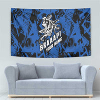 Personalized Motocross Rider Tapestry with Blue Graffiti Splash Pattern - Wonder Print Shop