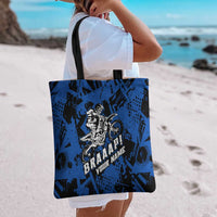 Personalized Motocross Rider Tote Bag with Blue Graffiti Splash Pattern - Wonder Print Shop