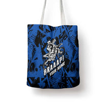 Personalized Motocross Rider Tote Bag with Blue Graffiti Splash Pattern - Wonder Print Shop