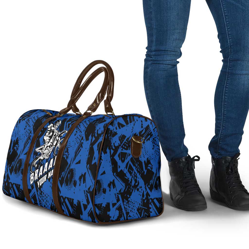 Personalized Motocross Rider Travel Bag with Blue Graffiti Splash Pattern - Wonder Print Shop