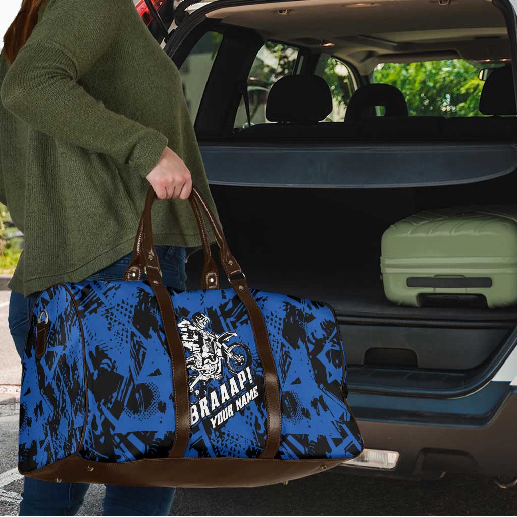 Personalized Motocross Rider Travel Bag with Blue Graffiti Splash Pattern - Wonder Print Shop