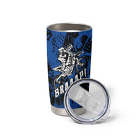 Personalized Motocross Rider Tumbler Cup with Blue Graffiti Splash Pattern - Wonder Print Shop