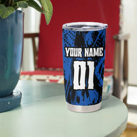 Personalized Motocross Rider Tumbler Cup with Blue Graffiti Splash Pattern - Wonder Print Shop