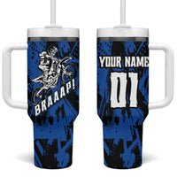 Personalized Motocross Rider Tumbler With Handle with Blue Graffiti Splash Pattern - Wonder Print Shop
