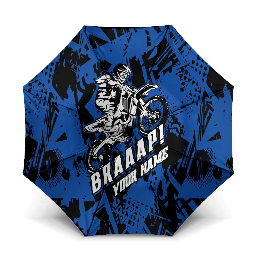 Personalized Motocross Rider Umbrella with Blue Graffiti Splash Pattern - Wonder Print Shop