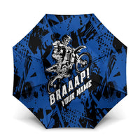 Personalized Motocross Rider Umbrella with Blue Graffiti Splash Pattern - Wonder Print Shop