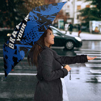 Personalized Motocross Rider Umbrella with Blue Graffiti Splash Pattern - Wonder Print Shop